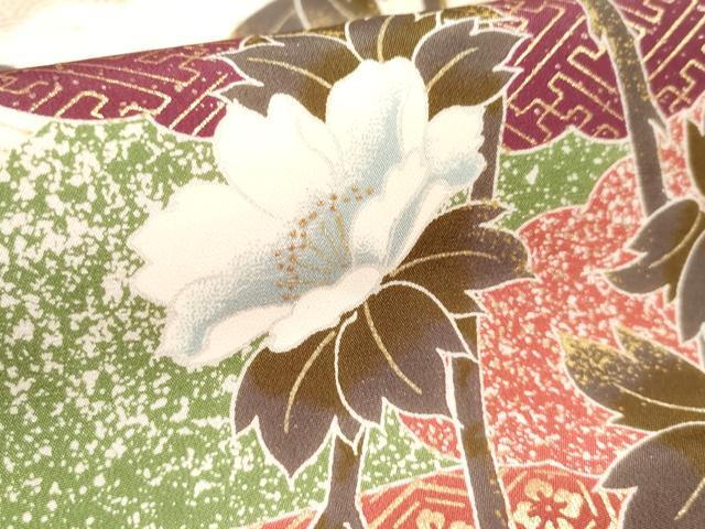 平和屋着物[]お宮参り　女の子　祝着　産着　初着　のしめ　駒刺繍　飛鶴雲取り吉祥文　枝垂れ桜　金彩　逸品　DABH5313ea