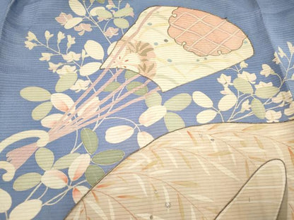 平和屋着物＊夏物　お宮参り　女の子　祝着　産着　初着　のしめ　絽　駒刺繍　苫舟萩撫子文　扇面　逸品　DABH5315ea