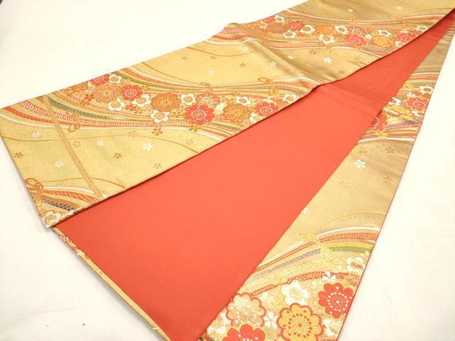 平和屋着物[]女の子　子供　全通柄袋帯　唐織　結び紐舞桜文　金糸　逸品　DABH5323ea