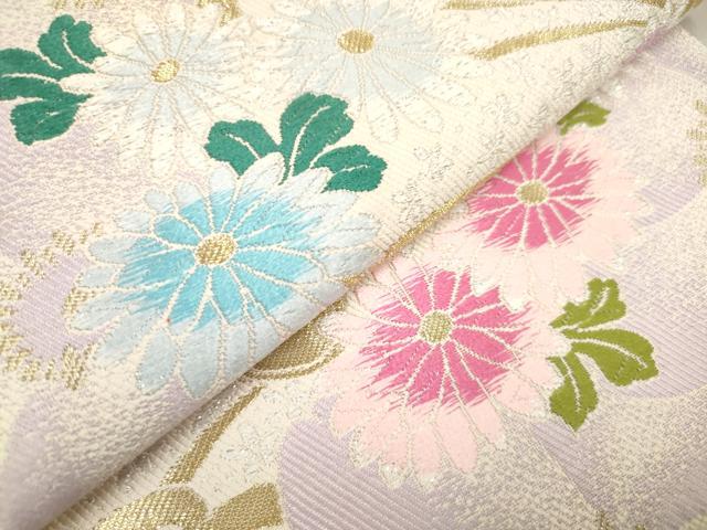 平和屋着物[]女の子　子供　全通柄袋帯　唐織　菊花文　金糸　逸品　DABH5325ea