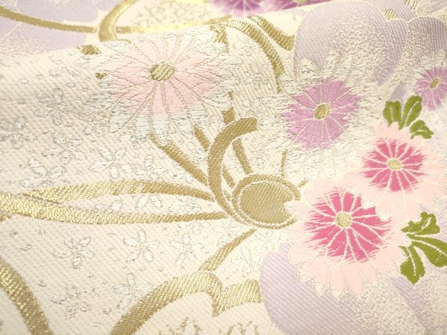 平和屋着物[]女の子　子供　全通柄袋帯　唐織　菊花文　金糸　逸品　DABH5325ea