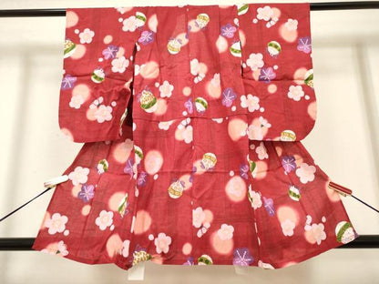 平和屋着物＊夏物　浴衣　女の子　子供　鈴舞梅文　綿　逸品　DABH5339ea