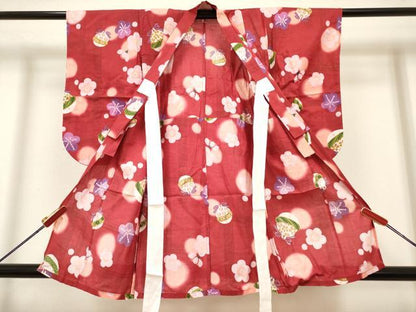 平和屋着物＊夏物　浴衣　女の子　子供　鈴舞梅文　綿　逸品　DABH5339ea