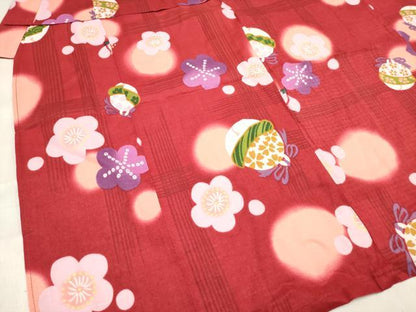 平和屋着物＊夏物　浴衣　女の子　子供　鈴舞梅文　綿　逸品　DABH5339ea