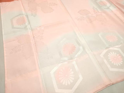 平和屋着物[]女の子　子供　長襦袢　無双仕立て　桐亀甲菊地紋　暈し染め　半衿刺繍　洗える着物　DABH5343ea