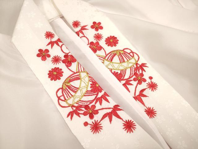 平和屋着物[]女の子　子供　長襦袢　単衣　薄桜色　半衿刺繍　DABH5345ea