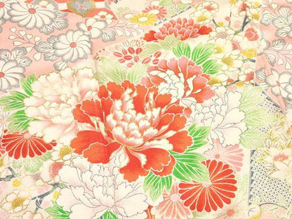 平和屋着物[]七五三　女の子　７歳　祝着　四つ身　切嵌花文　暈し染め　金彩　逸品　DABH5346ea