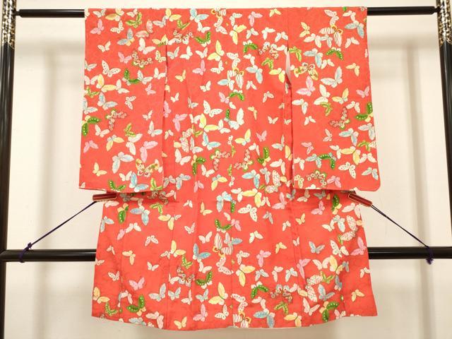 平和屋着物[]七五三　女の子　３歳　祝着　三つ身　舞蝶文　金彩　逸品　DABH5348ea