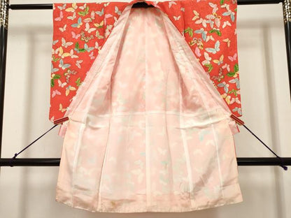 平和屋着物[]七五三　女の子　３歳　祝着　三つ身　舞蝶文　金彩　逸品　DABH5348ea