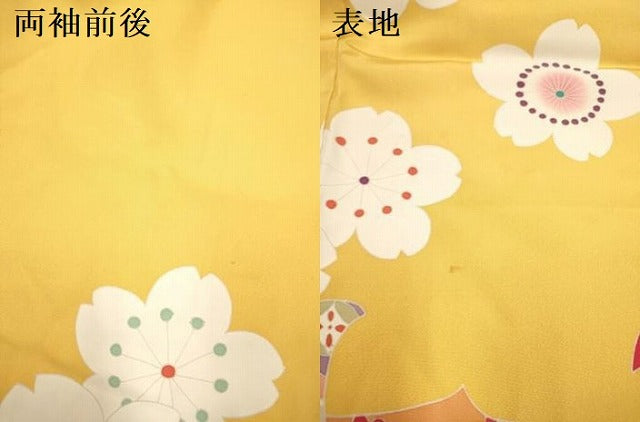 平和屋着物[]七五三　女の子　７歳　祝着　四つ身　束ね熨斗舞桜文　金彩　逸品　DABH5349ea