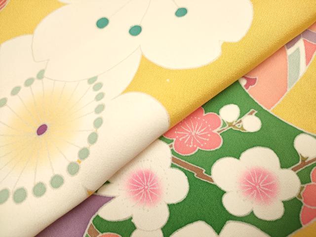 平和屋着物[]七五三　女の子　７歳　祝着　四つ身　束ね熨斗舞桜文　金彩　逸品　DABH5349ea