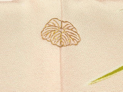 平和屋着物[]七五三　女の子　７歳　祝着　四つ身　尾長鳥花文　枝梅　逸品　DABH5351ea