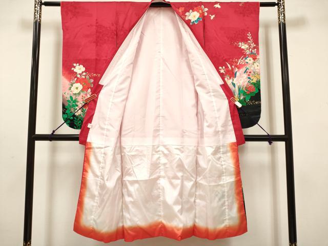 平和屋着物[]七五三　女の子　７歳　祝着　四つ身　草花文　暈し染め　金彩　逸品　DABH5352ea
