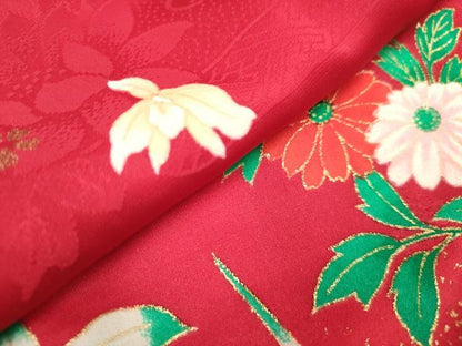 平和屋着物[]七五三　女の子　７歳　祝着　四つ身　草花文　暈し染め　金彩　逸品　DABH5352ea