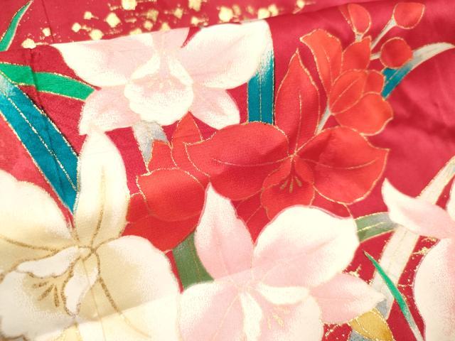 平和屋着物[]七五三　女の子　７歳　祝着　四つ身　草花文　暈し染め　金彩　逸品　DABH5352ea