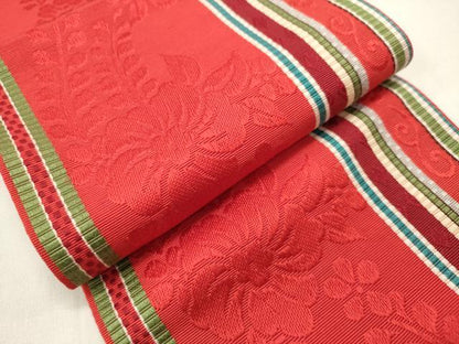 平和屋着物◎本場筑前博多織　半幅帯　花間道　正絹　逸品　DABH5372ea