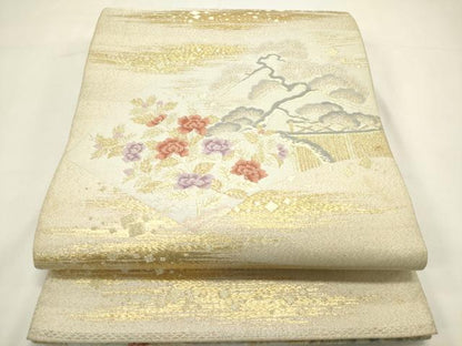 平和屋着物◎太鼓柄袋帯　花松文　金銀糸　正絹　逸品　DABH5380ea