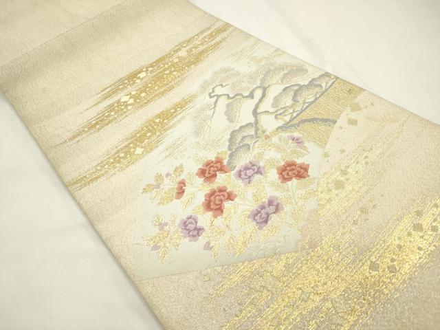 平和屋着物◎太鼓柄袋帯　花松文　金銀糸　正絹　逸品　DABH5380ea
