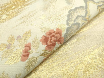平和屋着物◎太鼓柄袋帯　花松文　金銀糸　正絹　逸品　DABH5380ea