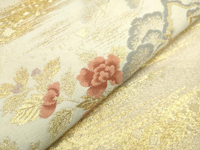 平和屋着物◎太鼓柄袋帯　花松文　金銀糸　正絹　逸品　DABH5380ea