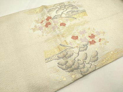 平和屋着物◎太鼓柄袋帯　花松文　金銀糸　正絹　逸品　DABH5380ea