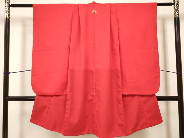 平和屋着物[]七五三　女の子　３歳　祝着　三つ身　猩々緋色　洗える着物　DABH5400ea