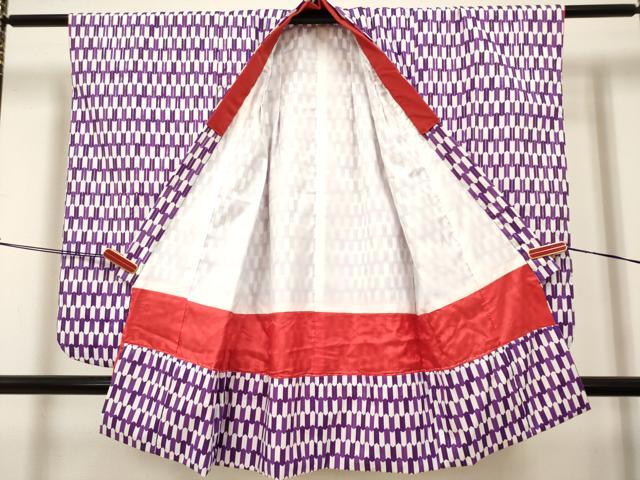 平和屋着物[]七五三　女の子　３歳　祝着　三つ身　矢羽文　金彩　洗える着物　DABH5401ea