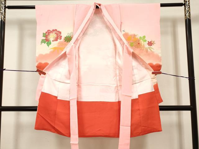 平和屋着物[]七五三　女の子　３歳　祝着　三つ身　寿光織　花車文　金銀糸　逸品　DABH5402ea