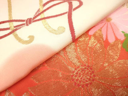 平和屋着物[]七五三　女の子　３歳　祝着　三つ身　寿光織　花車文　金銀糸　逸品　DABH5402ea