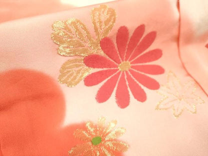 平和屋着物[]七五三　女の子　３歳　祝着　三つ身　寿光織　花車文　金銀糸　逸品　DABH5402ea