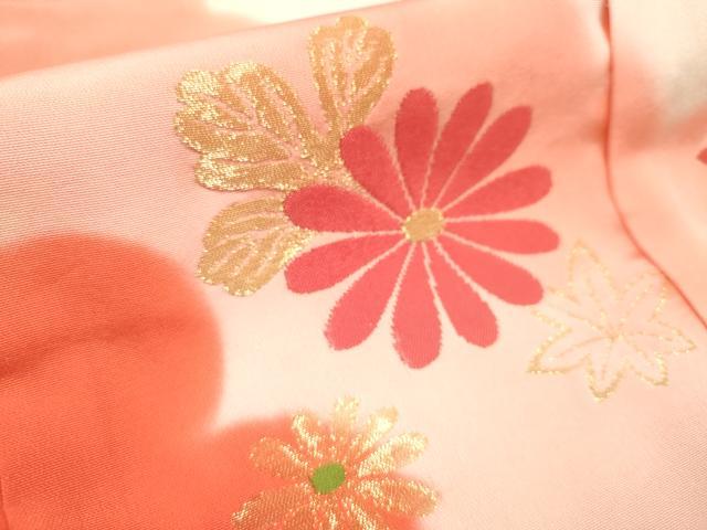 平和屋着物[]七五三　女の子　３歳　祝着　三つ身　寿光織　花車文　金銀糸　逸品　DABH5402ea
