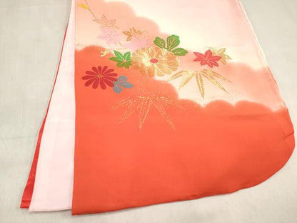 平和屋着物[]七五三　女の子　３歳　祝着　三つ身　寿光織　花車文　金銀糸　逸品　DABH5402ea