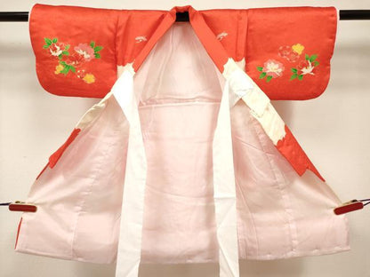 平和屋着物[]七五三　女の子　３歳　祝着　三つ身　花鞠文　金糸　逸品　DABH5404ea