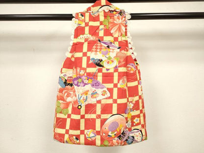 平和屋着物[]アンティーク　大正ロマン　七五三　女の子　子供　被布　器物花松文　松坂屋扱い　逸品　DABH5408ea