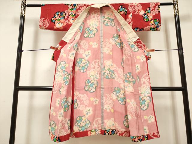 平和屋着物[]アンティーク　大正ロマン　女の子　子供　長襦袢　単衣　橘花丸文　DABH5411ea