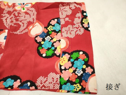 平和屋着物[]アンティーク　大正ロマン　女の子　子供　長襦袢　単衣　橘花丸文　DABH5411ea