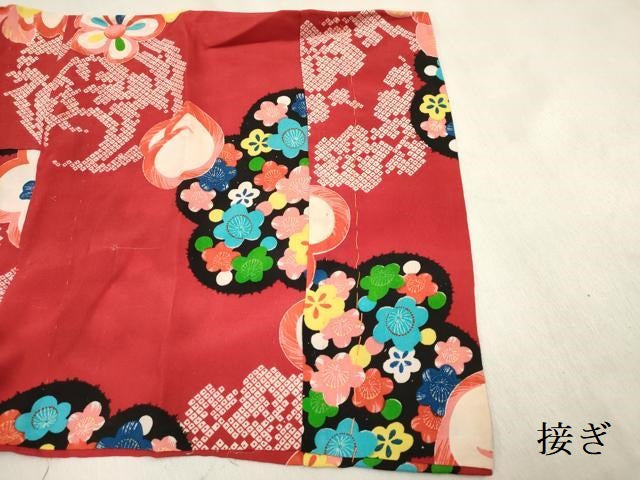 平和屋着物[]アンティーク　大正ロマン　女の子　子供　長襦袢　単衣　橘花丸文　DABH5411ea