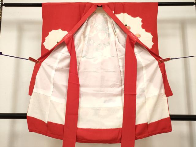 平和屋着物[]お宮参り　女の子　祝着　産着　初着　のしめ　絞り　糸車花文　逸品　DABH5414ea