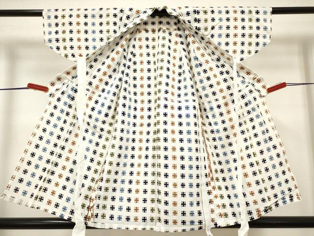 平和屋着物＊夏物　浴衣　男の子　注染　変わり格子　綿　逸品　DABH5416ea