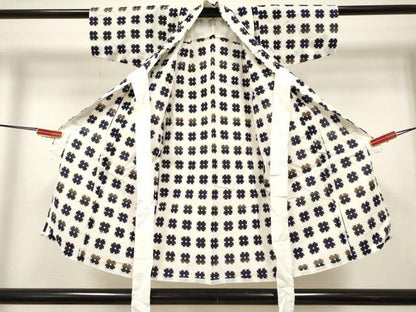 平和屋着物＊夏物　浴衣　男の子　注染　井桁　綿　逸品　DABH5417ea