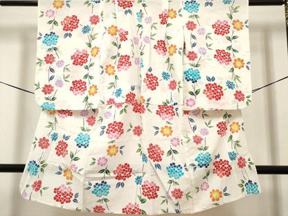 平和屋着物＊夏物　浴衣　女の子　注染　紫陽花　アジサイ　綿　逸品　DABH5418ea
