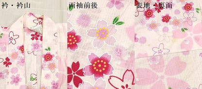 平和屋着物＊夏物　綿紅梅　浴衣　女の子　舞桜文　綿　逸品　DABH5423ea