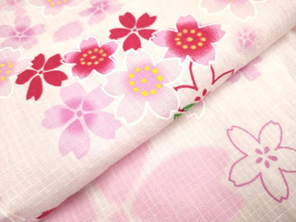 平和屋着物＊夏物　綿紅梅　浴衣　女の子　舞桜文　綿　逸品　DABH5423ea