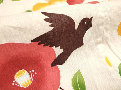平和屋着物＊夏物　綿紅梅　浴衣　女の子　椿　飛鳥文　綿　逸品　DABH5424ea