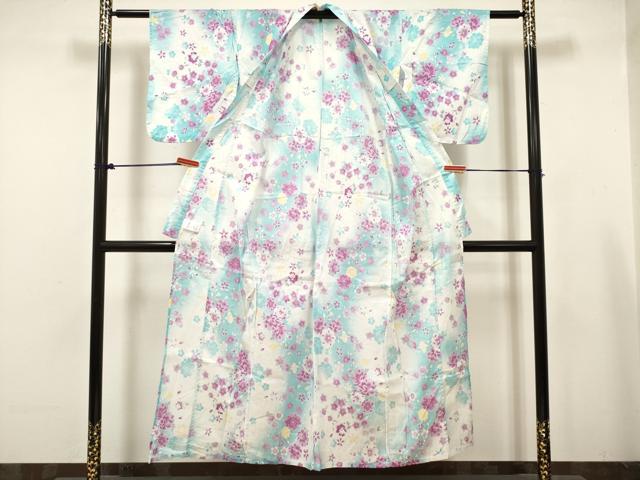 平和屋着物＊夏物　綿紅梅　浴衣　女の子　舞桜文　綿　逸品　DABH5426ea