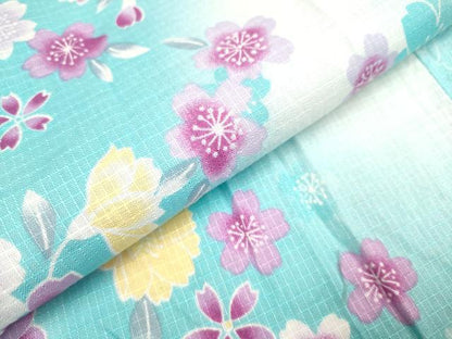 平和屋着物＊夏物　綿紅梅　浴衣　女の子　舞桜文　綿　逸品　DABH5426ea