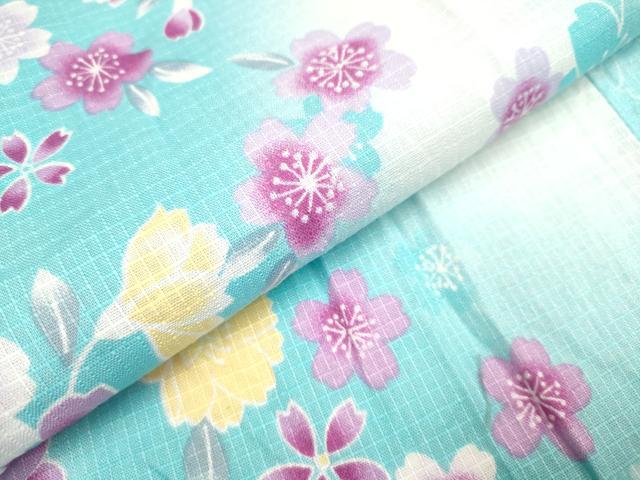平和屋着物＊夏物　綿紅梅　浴衣　女の子　舞桜文　綿　逸品　DABH5426ea
