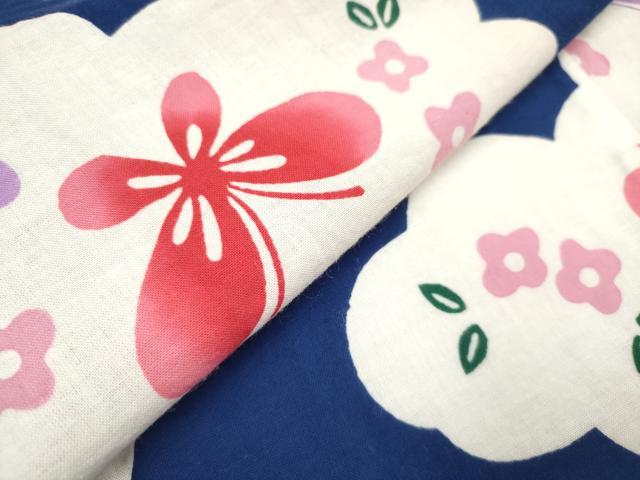 平和屋着物＊夏物　浴衣　女の子　注染　雲取り花蝶文　綿　逸品　DABH5427ea