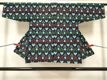 平和屋着物[]久留米絣　女の子　子供　単衣　絣文様　綿　逸品　DABH5431ea