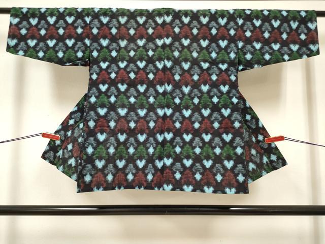 平和屋着物[]久留米絣　女の子　子供　単衣　絣文様　綿　逸品　DABH5431ea